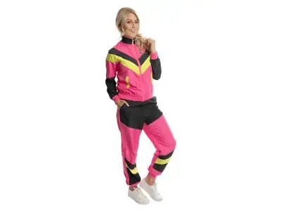 Adult Women's 80's Neon Shell Suit Fancy Dress Costume Scouser Tracksuit • £13.99