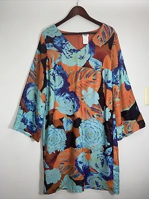 Monroe & Main Women’s 12 Vibrant Blue Oranges Floral Style Midi Dress • $19.97