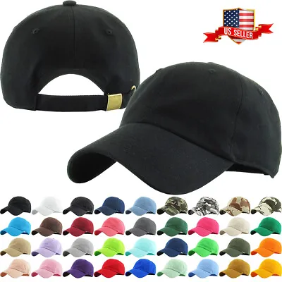 Cotton Cap Baseball Caps Hat Adjustable Polo Style Washed Plain Solid Visor • $10.45