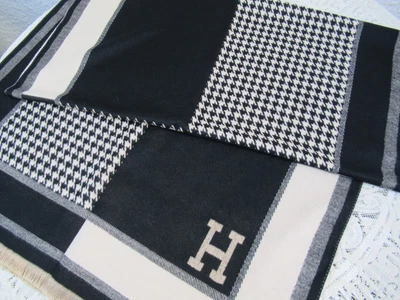£9 • Buy Beautiful Soft Pure Cashmere Scarf Black Grey Cream Design New