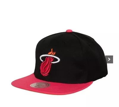 NBA Miami Heat Mitchell And Ness Team DNA 2 Tone Snapback Black Pink Cap Hat NWT • $25.19