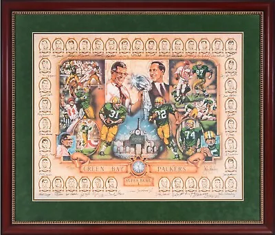 2001 Green Bay Packers Signed Super Bowl 1 Champs Lithograph Framed Beckett BAS • $3196