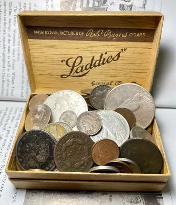 Old Cigar Box US Coin Collection Large Cent Morgan Peace Dollar VDB Silver Lot • $350