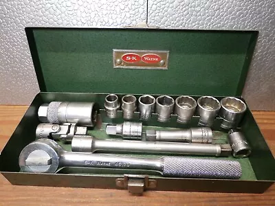 Vintage  S-K WAYNE  3/8  SAE 14 Pc. Mixed Socket Set W/Extra's • $64.95