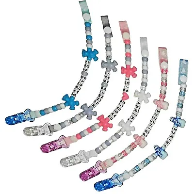 Dummy Clip Clips Chain Strap Boys Girls Any Name More Choice • £3.25