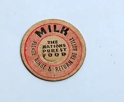 Milk Bottle Lovely 1930's/40's Card Cap Dairy   Nation's Purest Food   • £1.50