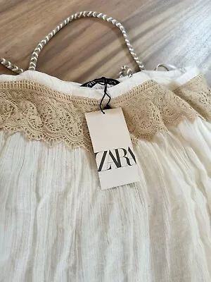 NWT Zara Ivory Summer Dress Lined 100% Cotton US Medium • $39.99