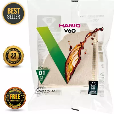 Hario V60 Paper Filter 100 Sheet-Natural Unbleached 01- Fast & Free Shipping Au • $17.40