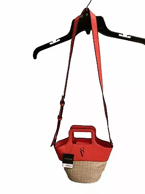 Simply Vera Vera Wang Nwt Straw Orange Trianglar Top Handle Crossbody Tote Bag • $33.30