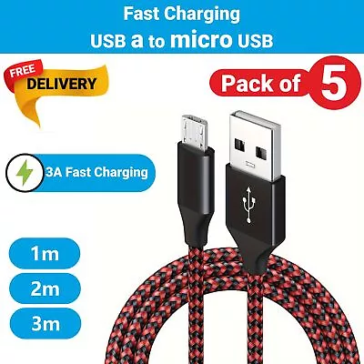3 6 10FT Micro USB Fast Charger Data Sync Cable Cord For Samsung Galaxy S5 S6 S7 • £2.99