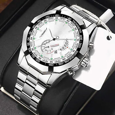 Mens Quartz Wrist Watch Stainless Steel Waterproof Wrist Watch Luminous Watch AU • $11.11
