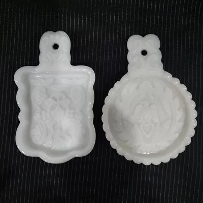 Vintage IMPERIAL GLASS Milk Glass BUTTER OR COOKIE MOLD Set Of 2 • $25