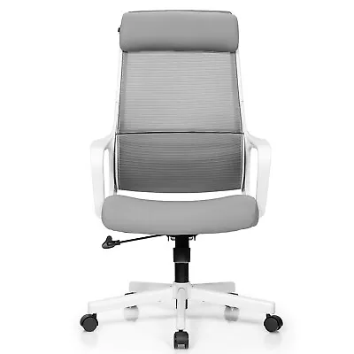 Ergonomic Height Adjustable Task Chair Heating Lumbar Support Headrest White • $71.99