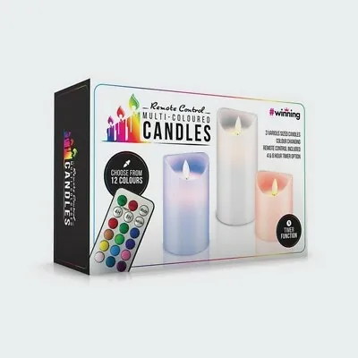 £14.99 • Buy Colour Changing Remote Control Candles Romantic Flameless Flickering Set Of 3