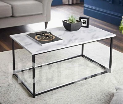 £52.99 • Buy Modern Coffee Table Marble Effect Living Room Side Table Set Sofa Side End Table