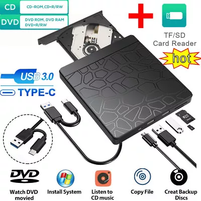 Slim External CD DVD Drive USB 3.0 Disc Player Burner Writer For Laptop PC Mac • $17.95