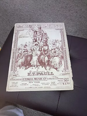 1911 Antique Sheet Music The Carnival King By Elicker E. T. Paull Large Format • $12
