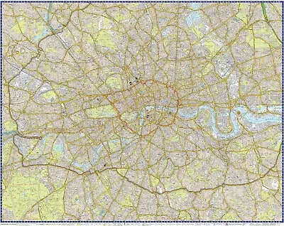 London A-Z Wall Map - Premier Edition - Borough Boundaries  Postal Districts • £29.99