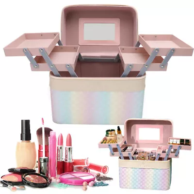 £16.95 • Buy Makeup Organiser Box Vanity Case Large Beauty Case 4 Trays Makeup Storage Box UK
