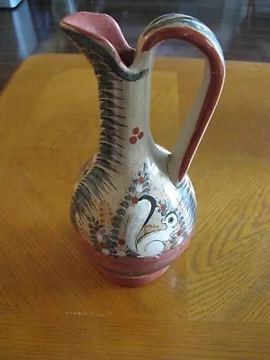 Mexico Folk Pottery Burnished Jug Vase SQUIRREL Motifs Signed Cozumel 198 Mexico • $2.95