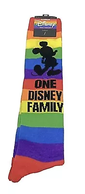 New Disney Ladies PRIDE MICKEY MOUSE KNEE Socks RAINBOW Says ONE DISNEY FAMILY • $8.54