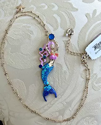 NEW Betsey Johnson Mermaid Starfish Pendant LONG Necklace • $48