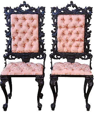 Pr Hall Chairs Naturalist Rococo Colonial Revival Cast Aluminum 20th C 47 T • $458.95