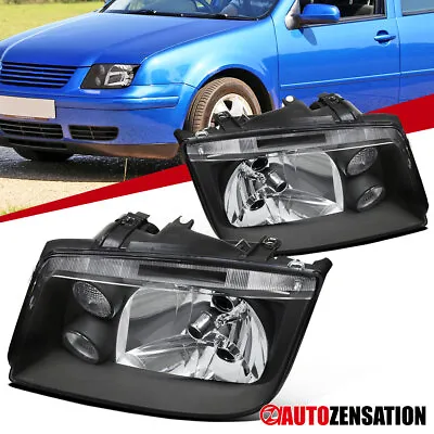 Fit 1999-2005 VW Jetta Bora MK4 Black Headlights Assembly Lamps Left+Right 99-05 • $79.99