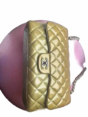 Chanel Classic Jumbo Double Flap Bag Golden Colour Patent 2012 Authenticated • £980