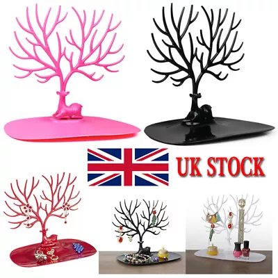 Jewelry Display Deer Tree Stand Rack Earring.Necklace Ring Holder Tray Decor UK • £4.36