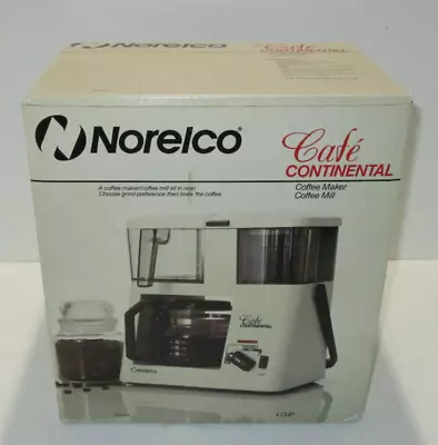 1985 Norelco Cafe Continental 4 Cup Coffee Maker /  Coffee Mill HB 5304 In Box • $88