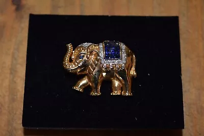 18ct Gold Blue Sapphire & Diamond Elephant Pendant / Broach • £599