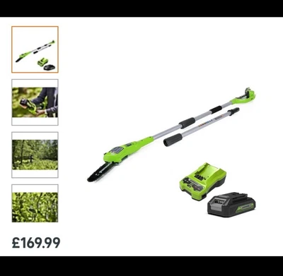 £120 • Buy Greenworks 24V Pole Saw And Pole Hedge Trimmer Combo