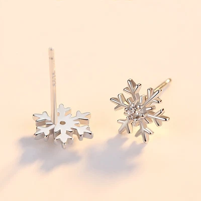 $6.30 • Buy Cubic Zirconia Earrings Studs 925 Sterling Silver Snowflake Earrings Expert