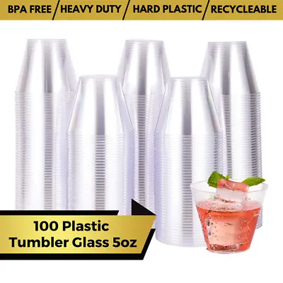100 X Clear Hard Plastic Cups 5oz Plastic Whisky Tumbler Plastic Dessert Cups  • $24.85