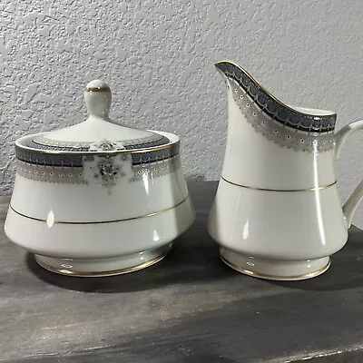 Mikasa Grande Ivory L5504 Tropez Creamer & Sugar Set Japan 1982-1994 Gold Trim • $55