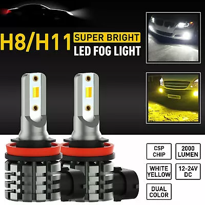 H11 H8 White Yellow LED Fog Light Bulbs Dual Color Super Bright DRL Lamp • $37.95