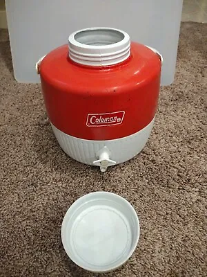 Vintage Coleman Red & White 1 Gallon Water Jug Cooler  • $14