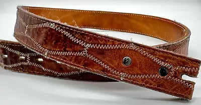 Nocona Mens Genuine Ostrich Leather Belt Sz 34 Brown No Buckle 39  Total Length • $29.74