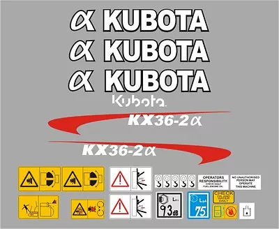 Kubota KX36-2a  KX36-3 Or U17-3a Mini Digger Decal Set  • £31