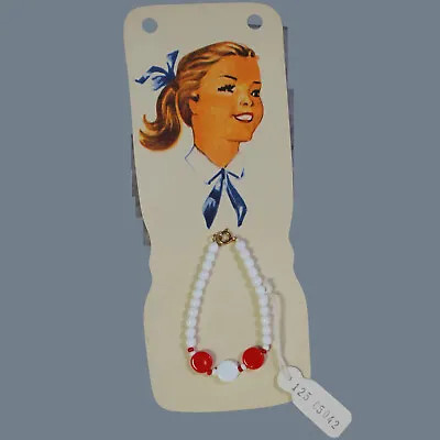 $9.99 • Buy Darling Vintage Czech Glass Doll Necklace Child Jewelry On Orig Card!