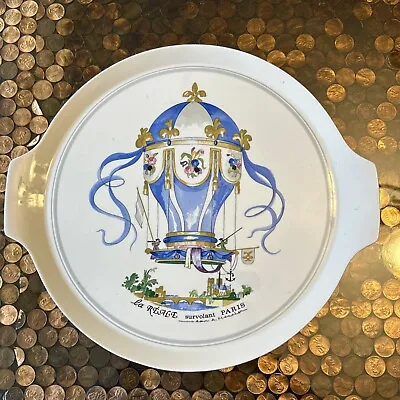 VILLEROY & BOCH Le Ballon 12 7/8  Handles Cake Plate Paris Hot Air Balloon Blue • $9.98