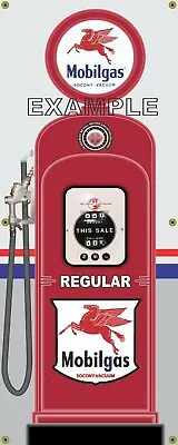 MOBIL GAS PUMP WAYNE 50s STYLE REGULAR PREMIUM OR SET 2 X 5 REMAKE BANNER ART • $54.95