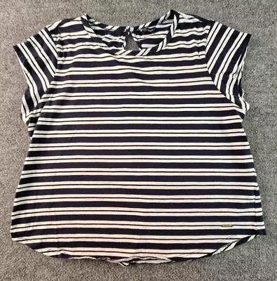 Nautica Woman's XL Top T-Shirt Navy Blue / White Striped Short Sleeve Shirt • $10