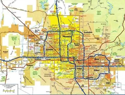 PHOENIX ARIZONA MAP GLOSSY POSTER PICTURE PHOTO BANNER PRINT Road City Area 5860 • $14.99