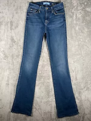 7 For All Mankind Kimmie Womens Blue Jeans Bootcut Denim Mid Rise 25x33 Dark • $33.99