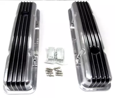 SBC 350 58-86 Black Aluminum Finned Short Valve Cover • $139.99