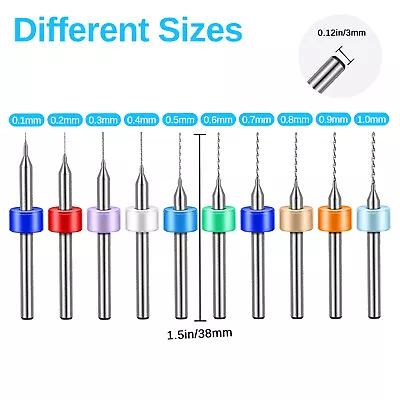 50PCS 0.1-1.0mm  PCB Driiling Bit For CNC Engraving Carbide Micro Drill Bits Set • $11.97