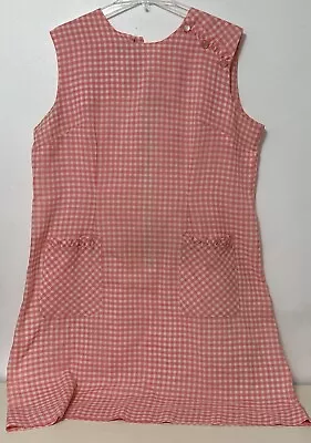 Vintage Shaker Square Women’s Sleeveless  Dress Pink Gingham Zip Back 60s/70s • $15