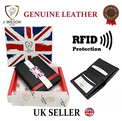 Designer Mens Leather Wallet RFID SAFE Contactless Card Blocking ID Protection • £7.16